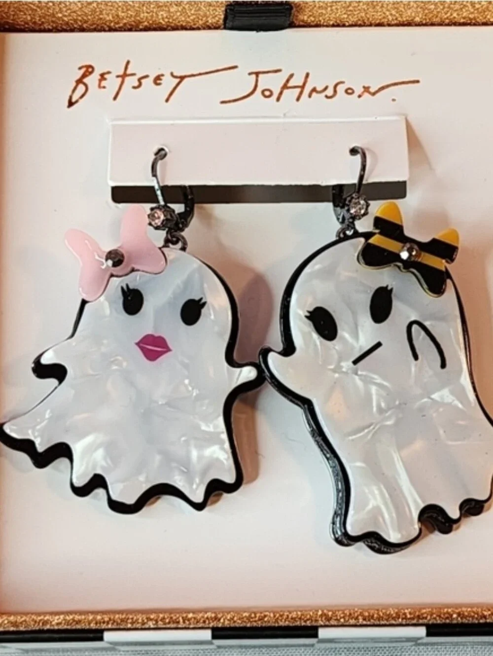 Betsey Johnson Punk N Spice Ghost Drop Earrings